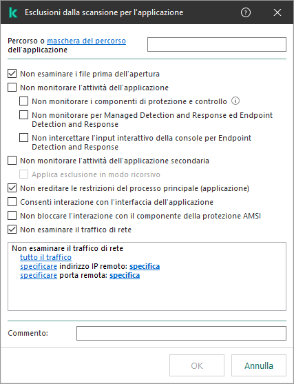 Una finestra con un campo in cui è possibile inserire il percorso di un file o di una cartella. È possibile utilizzare maschere.