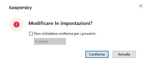 La finestra contiene i campi per l'immissione del nome utente e della password. L'utente può selezionare un periodo di tempo durante il quale l'applicazione non richiede la password.