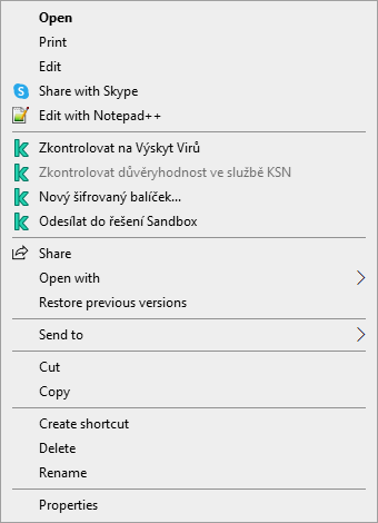 Místní nabídka Soubor.