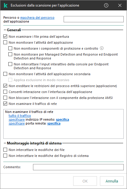 Una finestra con un campo in cui è possibile inserire il percorso di un file o di una cartella. È possibile utilizzare maschere.