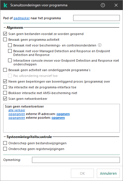 Een venster met een veld voor het invoeren van het pad naar een bestand of map. Er kunnen maskers worden gebruikt.