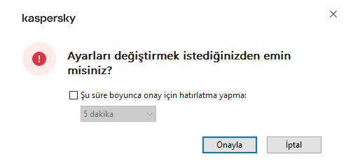 Bu pencere, kullanıcı adını ve parolayı girmek için alanlar içerir. Kullanıcı, uygulamanın parola istemeyeceği bir süre seçebilir.