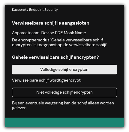 Melding over een verbonden station waarop bestandsversleuteling is ingeschakeld. De gebruiker kan bestanden versleutelen of weigeren.
