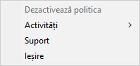 Meniu cu elemente de control al aplicației într-o interfață simplificată.