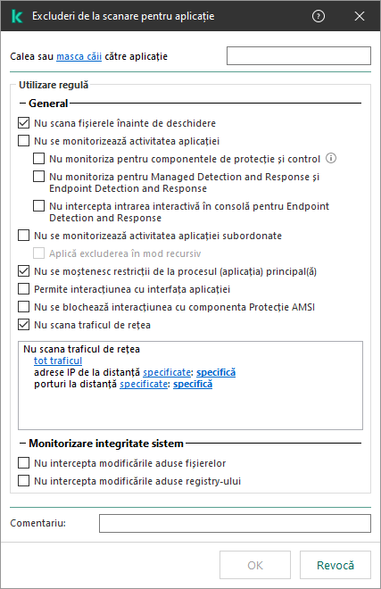 O fereastră cu un câmp pentru introducerea căii către un fișier sau director. Se pot folosi măști.
