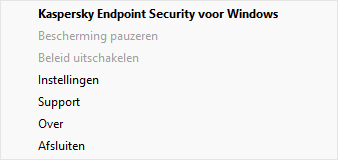 Menu met opties voor programmacontrole.