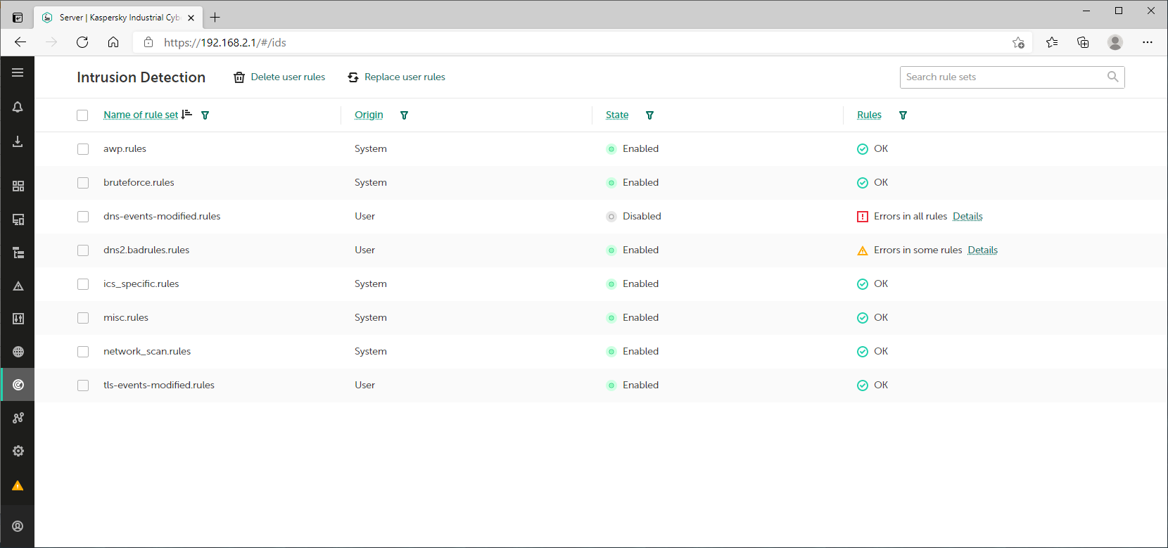 Intrusion detection section