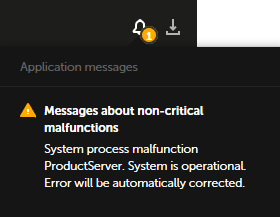 List of notifications about problems in application operation in the web browser window