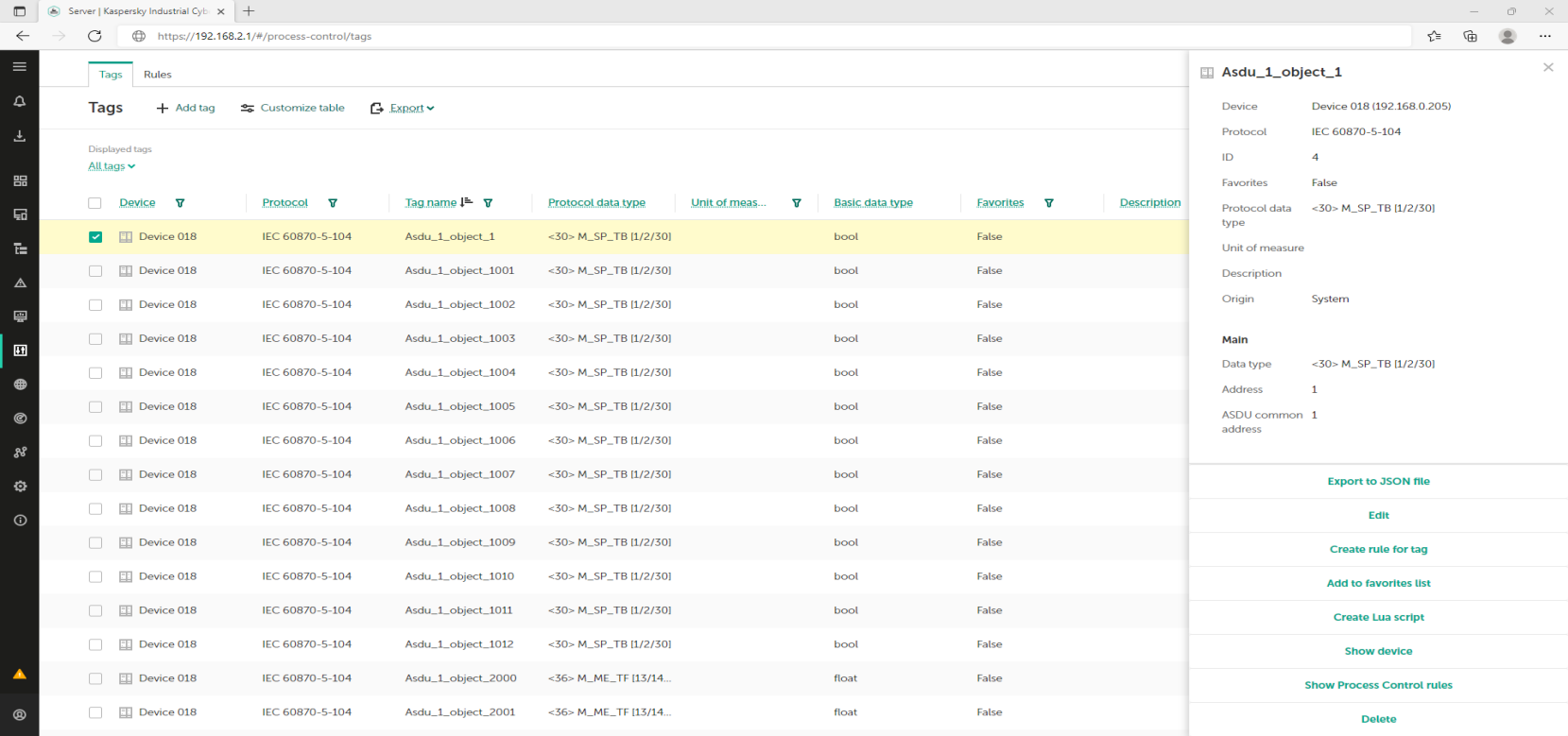 Process control section