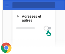 Affiche comment désactiver les fonctionnalités d'enregistrement et de saisie automatique des adresses intégrées au navigateur.