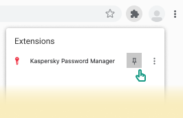 Le coin supérieur droit de la fenêtre du navigateur présentant comment épingler l'extension.