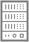 Ein Server mit grauen Elementen auf weißem Hintergrund.