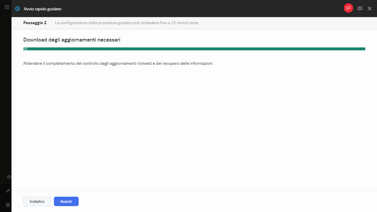 Il passaggio Download degli aggiornamenti richiesti dell'avvio rapido guidato.