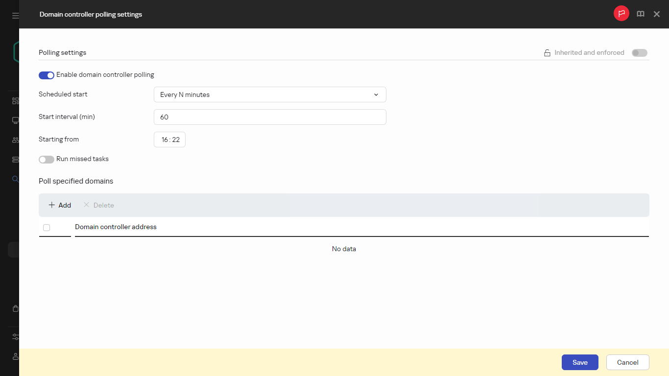 Domain controller polling settings.