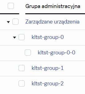 W grupie Zarządzane urządzenia zostaną dodane trzy zagnieżdżone grupy. Jedna dodana grupa ma zagnieżdżoną grupę.