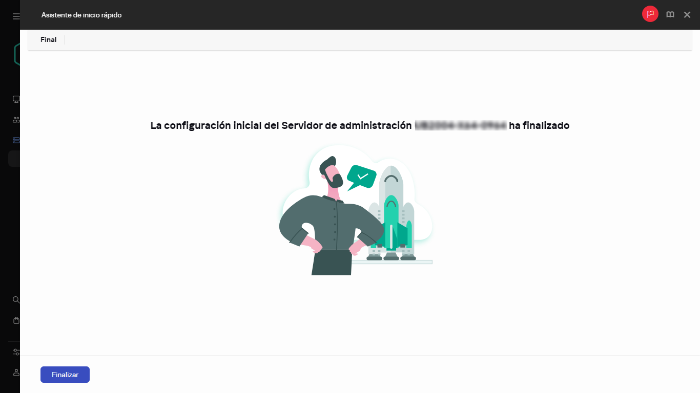 Captura de pantalla del paso final del Asistente de inicio rápido.