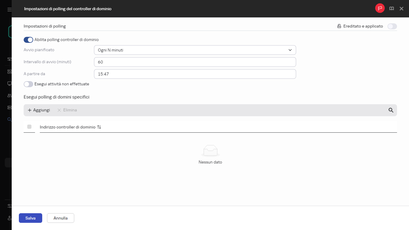 Impostazioni di polling del controller di dominio.