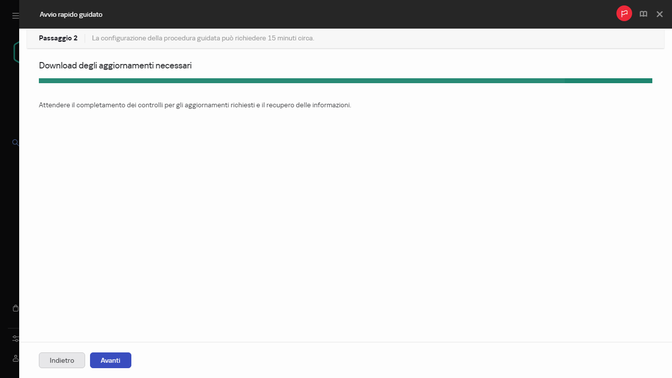 Il passaggio Download degli aggiornamenti richiesti dell'avvio rapido guidato.