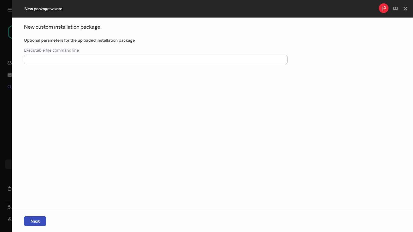 Optionale Parameter eines neuen Installationspakets.