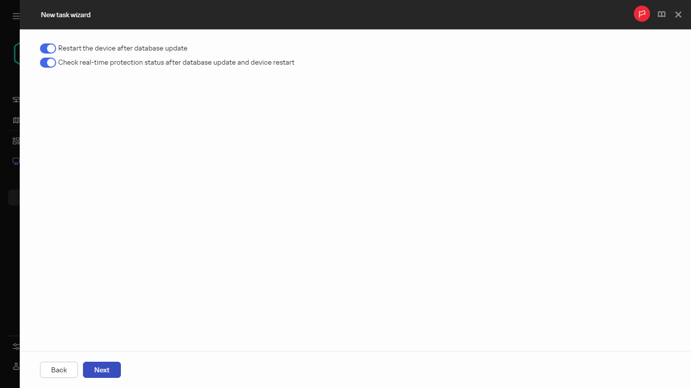 Settings of the Update verification task.