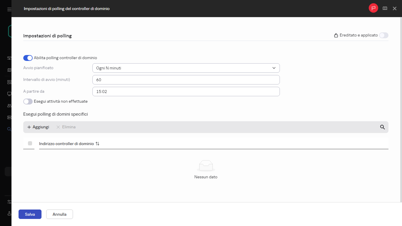 Impostazioni di polling del controller di dominio.