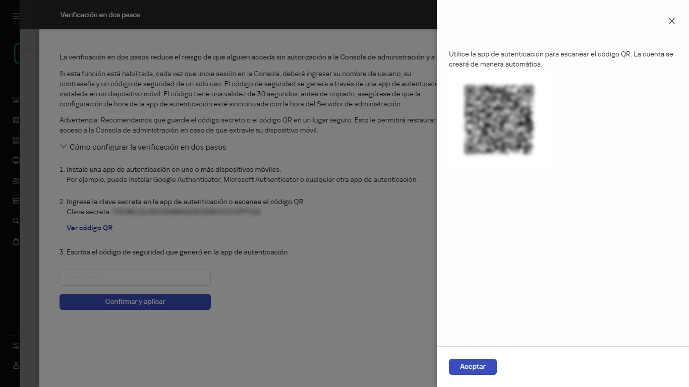 Usar código QR para la verificación.