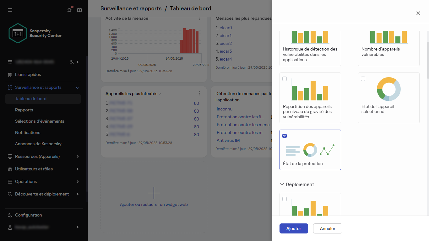 Sélection du type de widget.