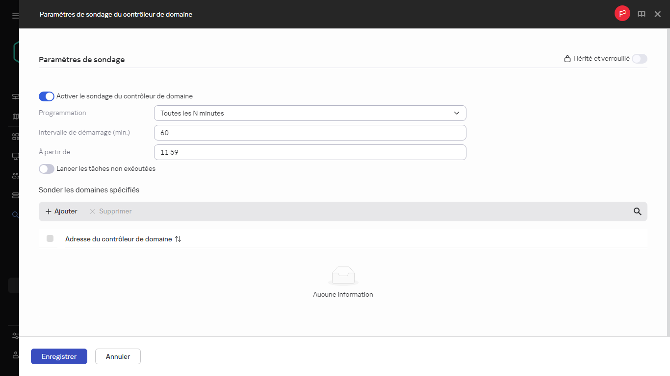 Paramètres de sondage du contrôleur de domaine.