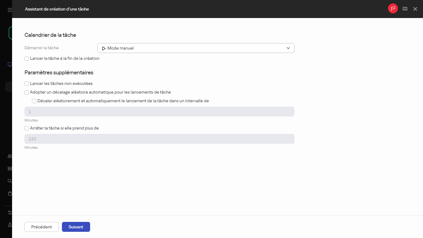 Paramètres supplémentaires de la tâche Créer une tâche de livraison.
