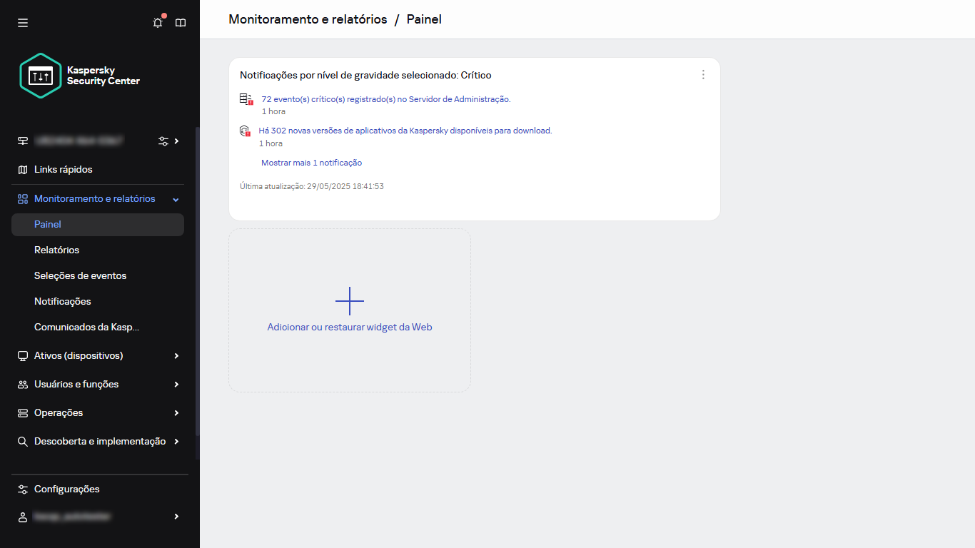 Adição de um widget.
