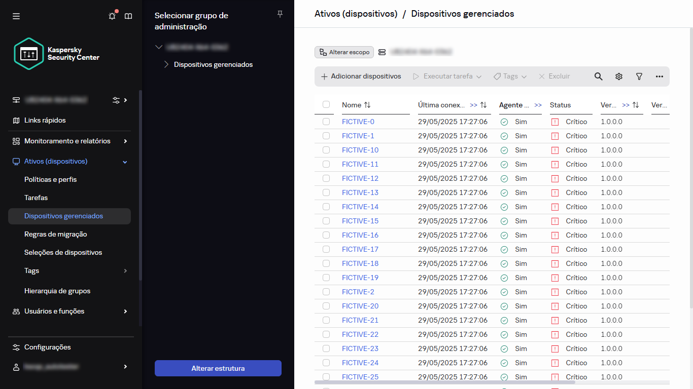 Seleção do grupo de administração.