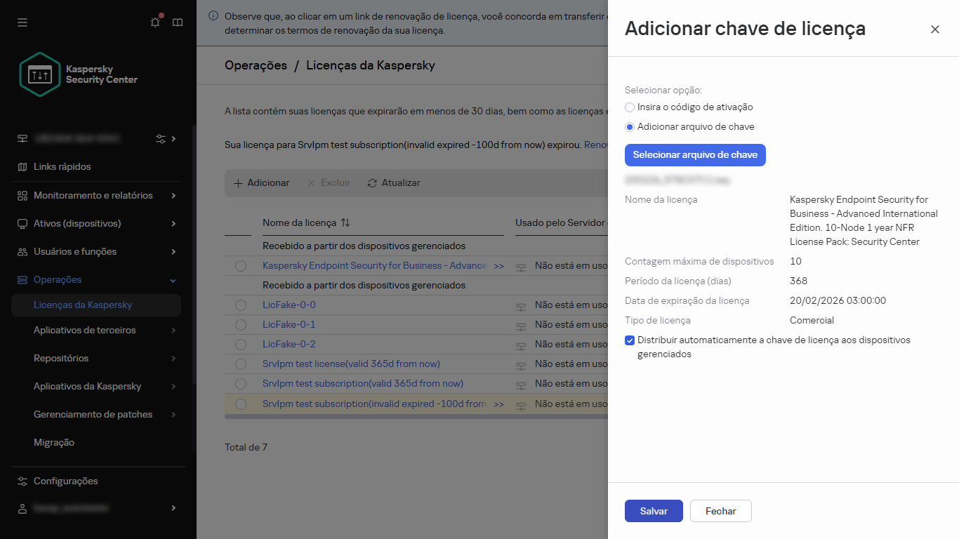 Adicionar um arquivo de chave.