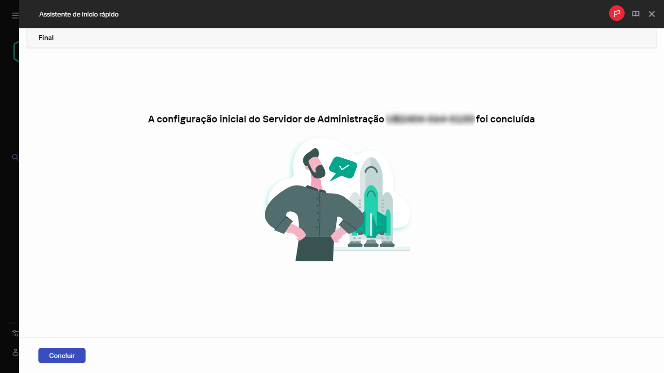 Uma captura de tela da etapa final do Assistente de início rápido.