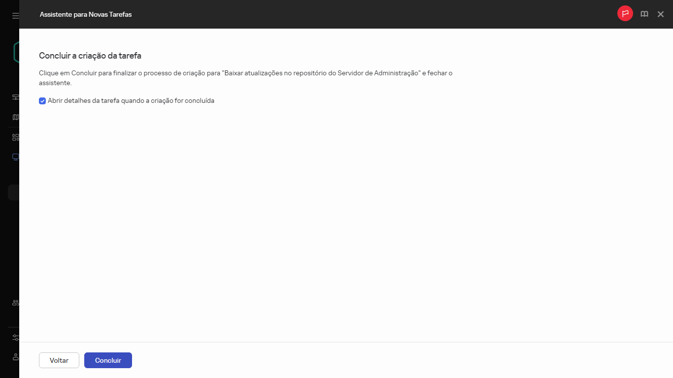 Finalização da criação da tarefa.