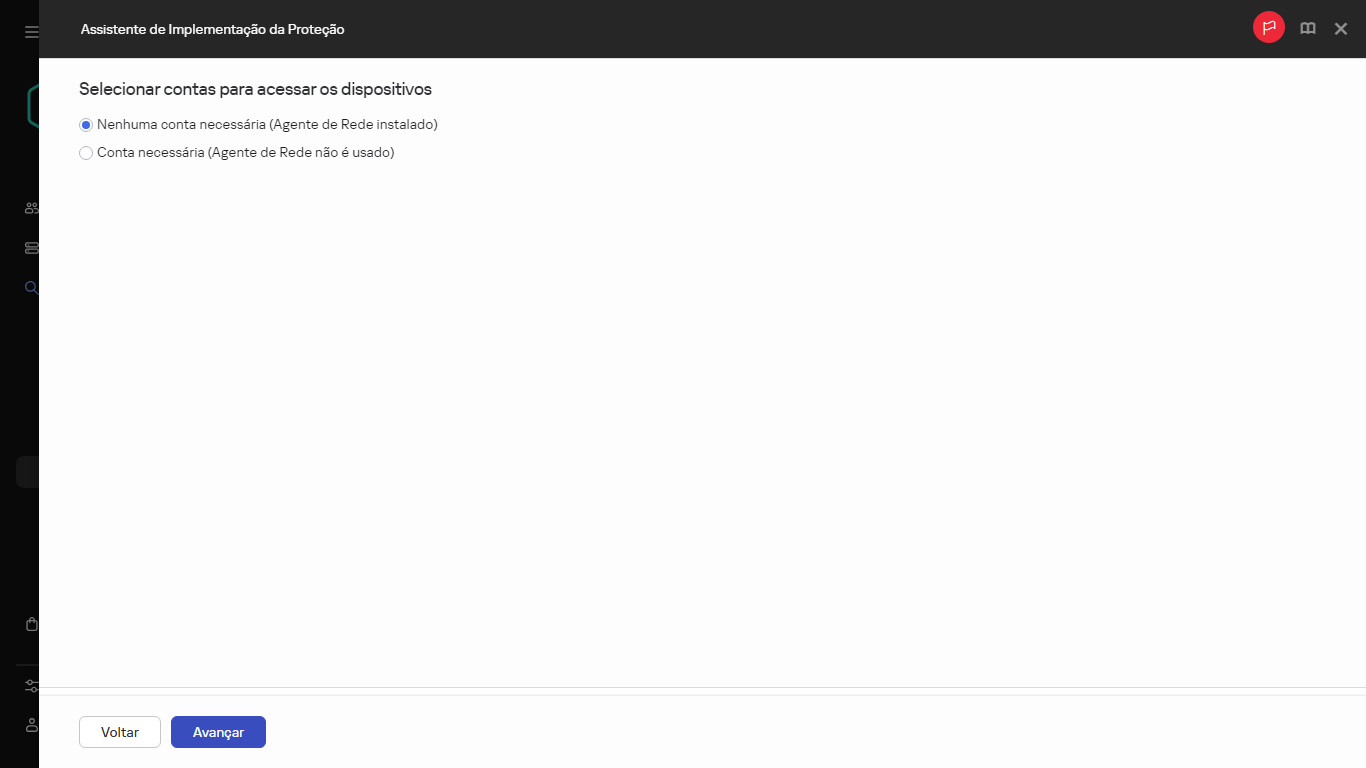 Seleção de contas para acessar os dispositivos.