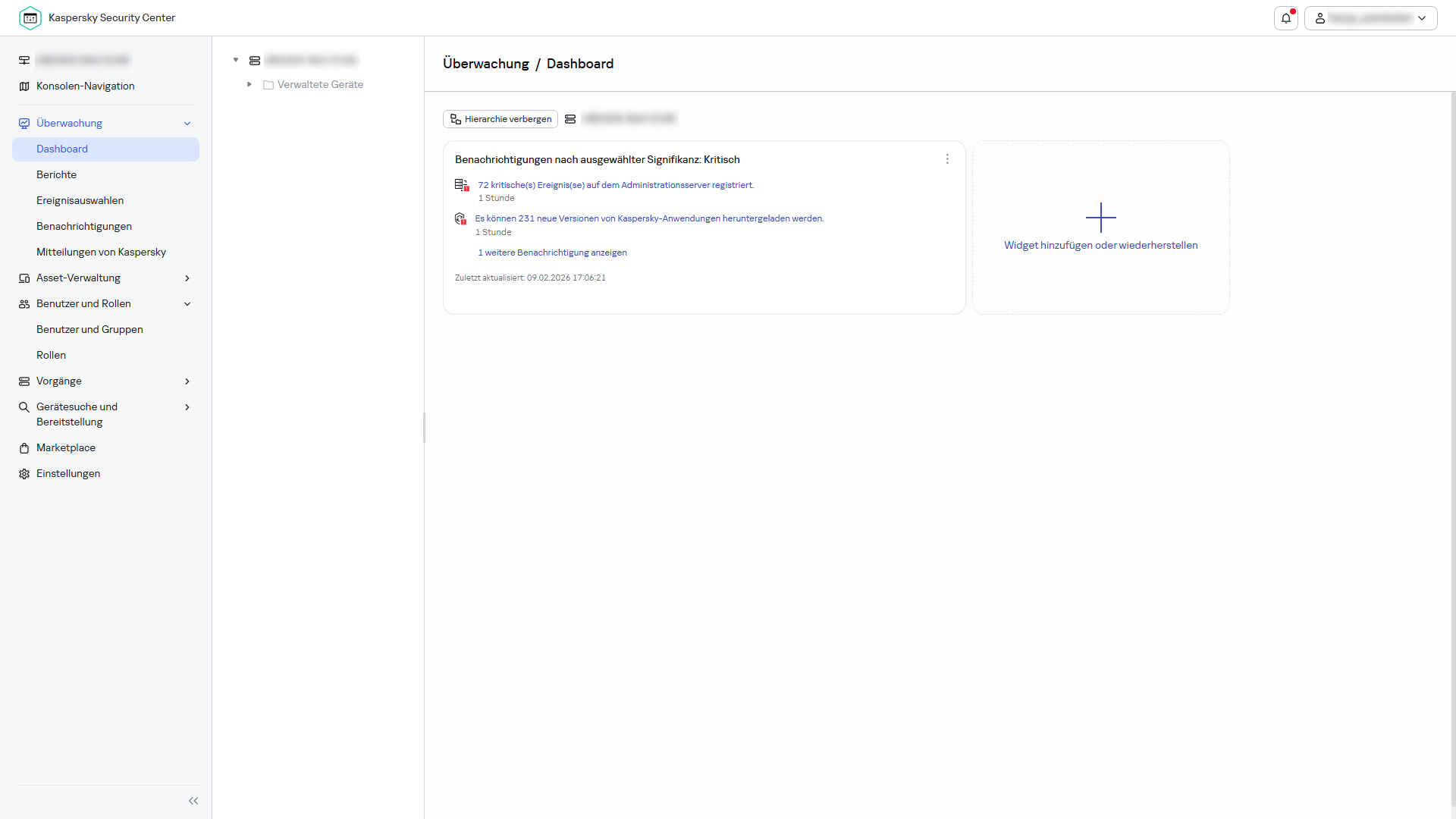 Hinzufügen eines Widgets.