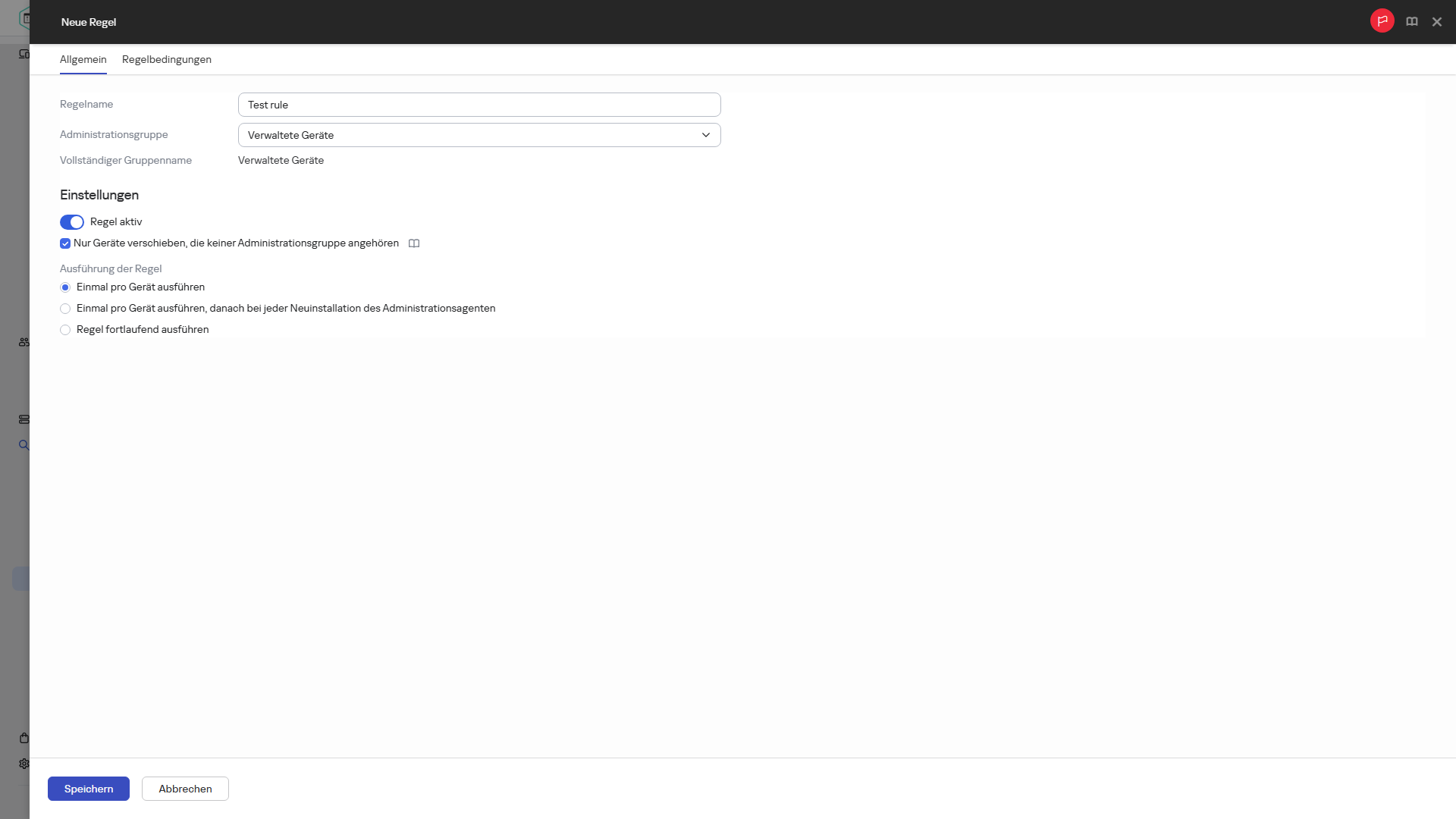 Das Fenster zum Erstellen neuer Regeln.