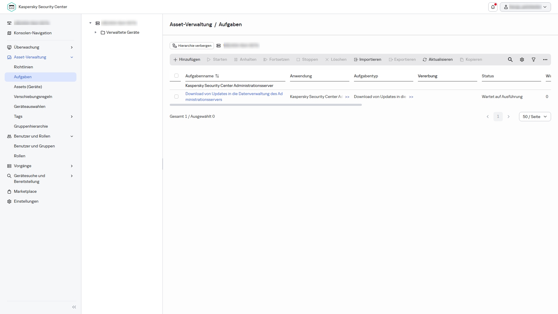 Das manuelles Starten einer Aufgabe.