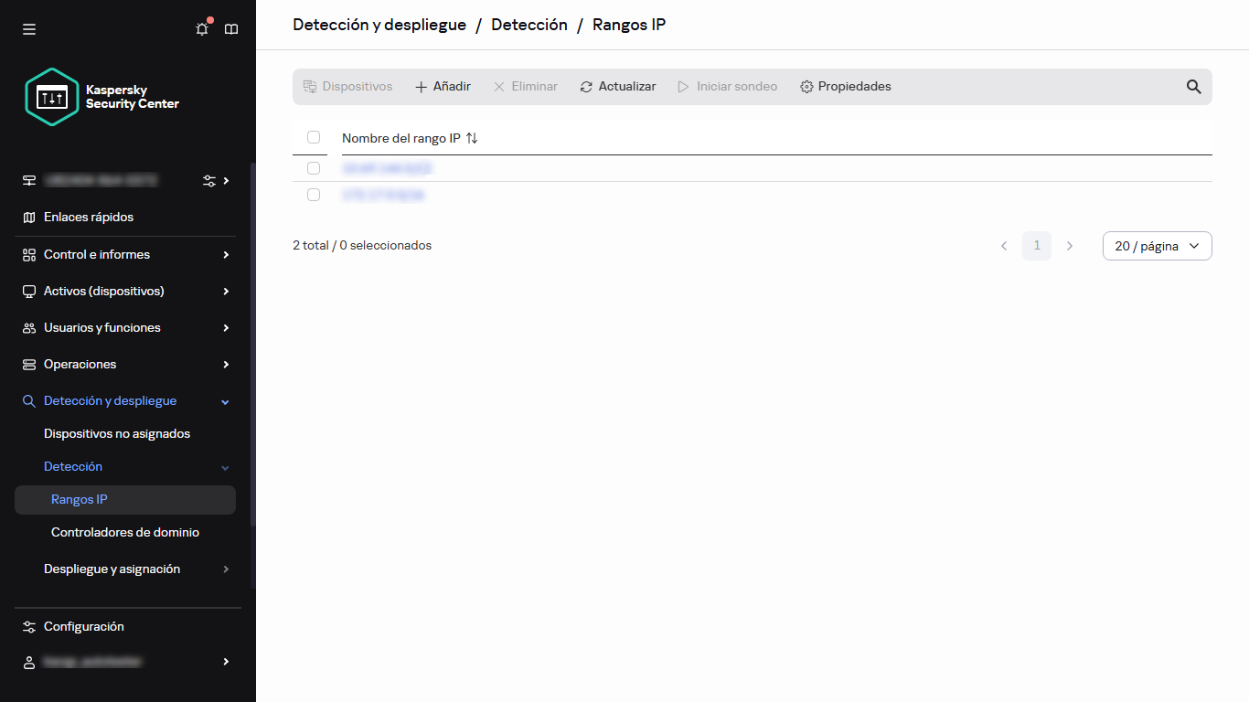 Lista de intervalos IP.