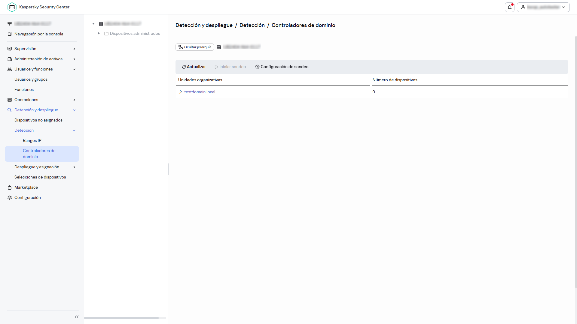 Ventana del sondeo del controlador de dominio.