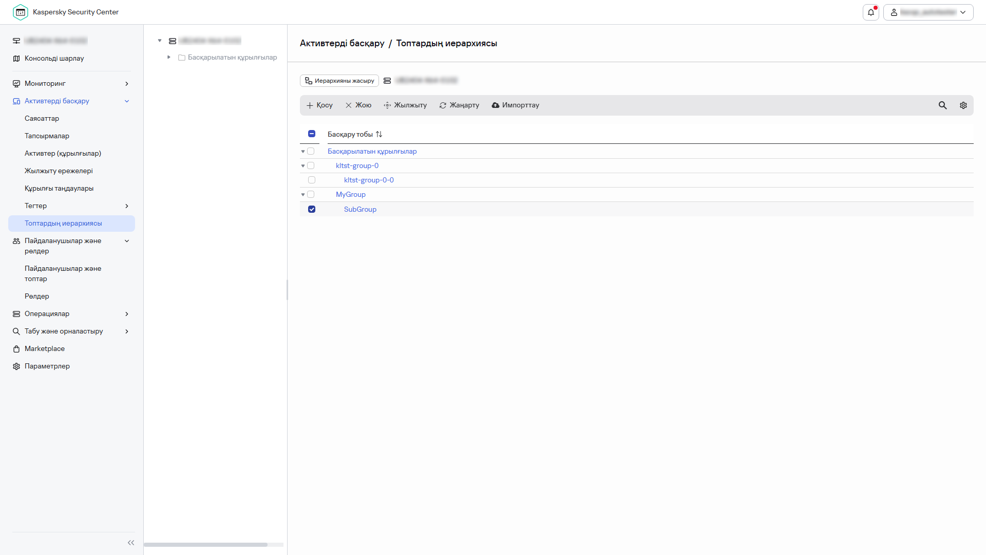 Ішкі топ таңдалған топтар иерархиясы.