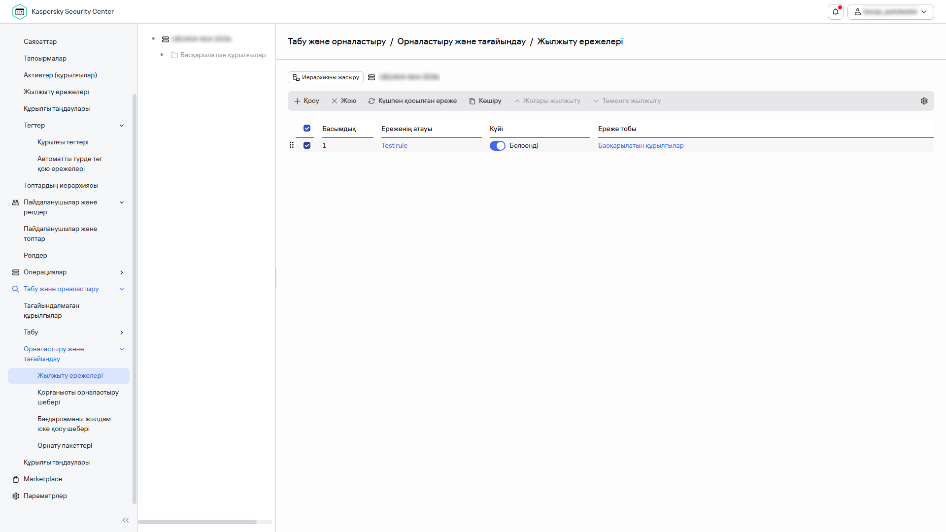 Жылжыту ережелері бөліміндегі таңдалған қатар.