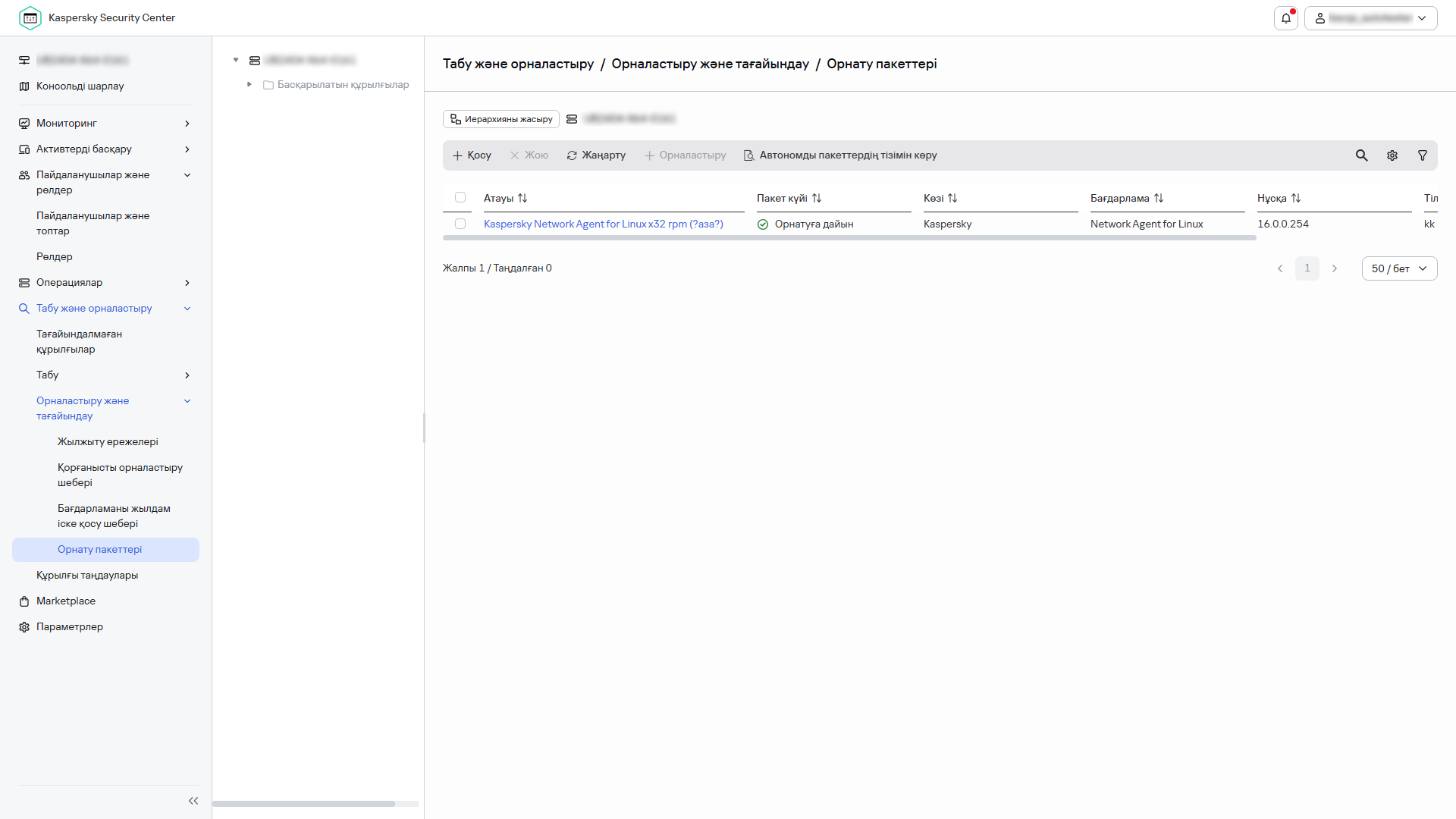 Орнату пакеттерінің тізімі.