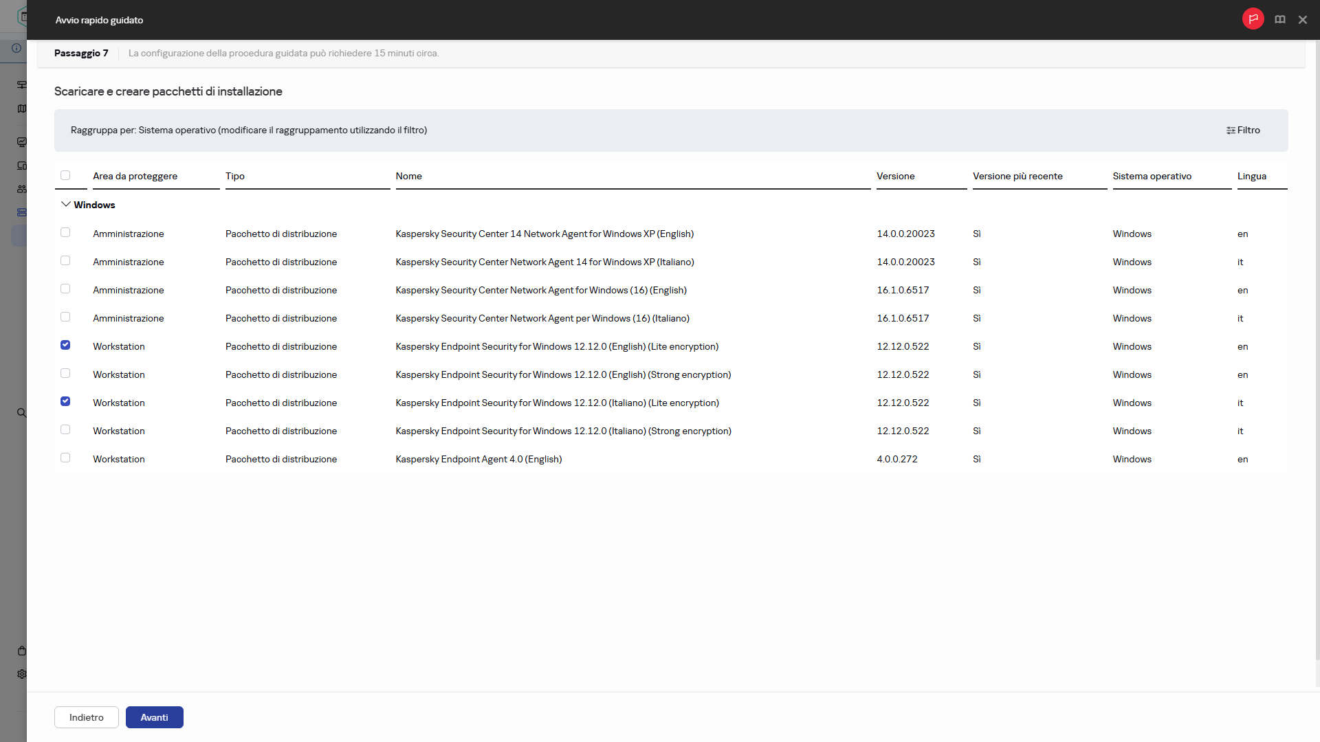 Жылдам іске қосу шеберінің қадамы – орнату пакеттерін жасау.