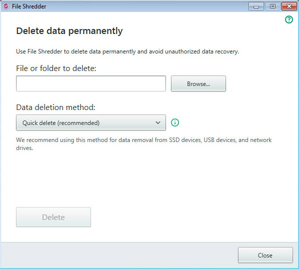 File Shredder window