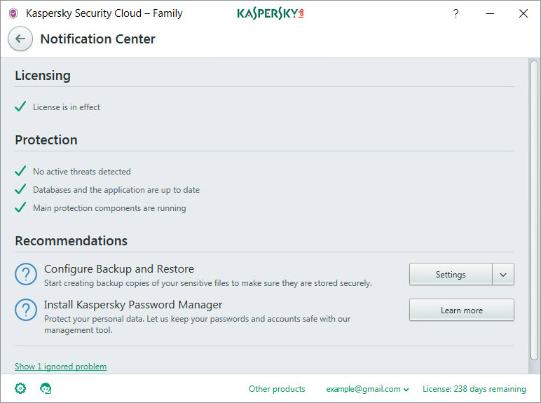 Notification Center window