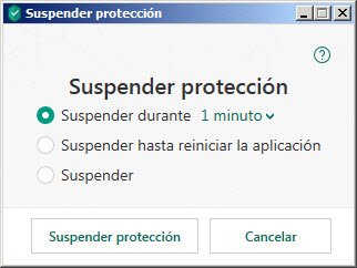 Suspensión de la protección