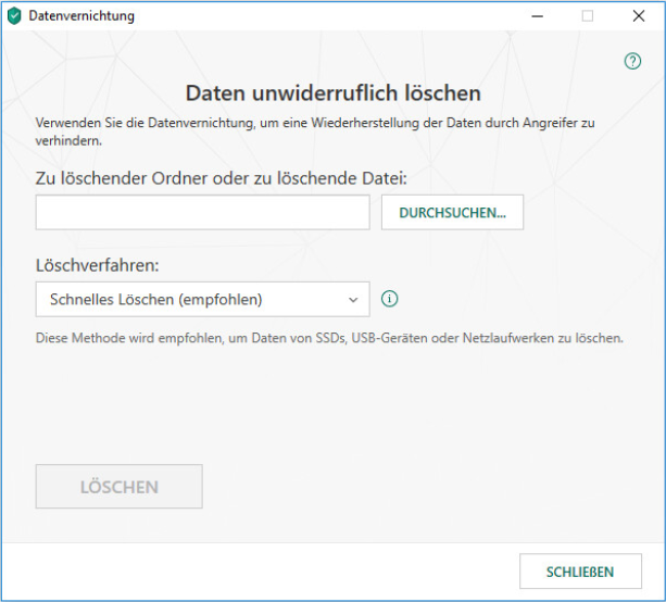 Fenster Datenvernichtung