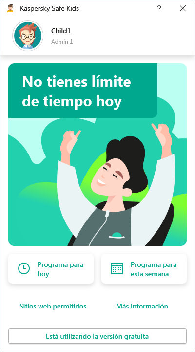 La ventana principal de la aplicación con la configuración de la cuenta actual.