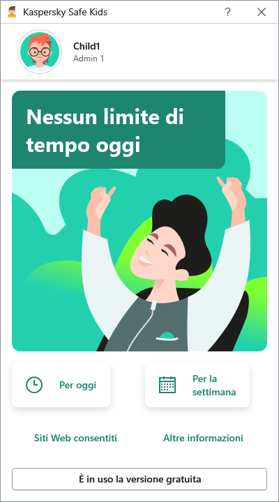 La finestra principale dell'applicazione con le impostazioni dell'account corrente.